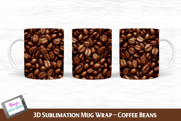 Download 3D Coffee Bean Mug | 3D Mug Sublimation - Premium Resources