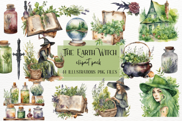 Download Earth Witch Watercolor Clipart, Herbal - Herbal Collection
