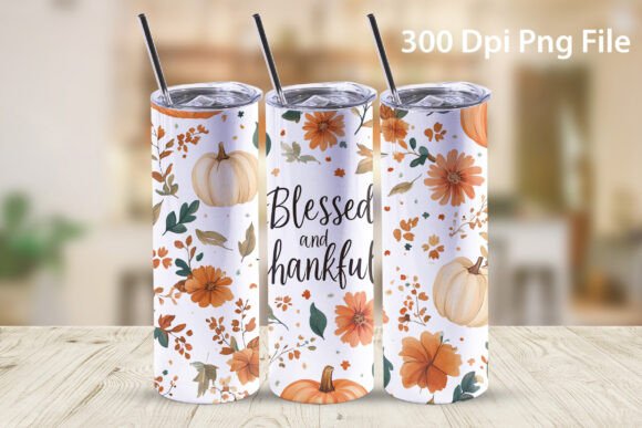 Download Blessed and Thankful Fall Tumbler Design - Tumbler design Collection