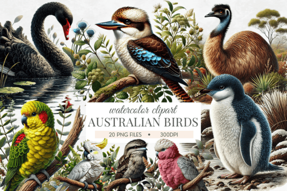 Download Australian Birds Watercolor Bundle - Birds Collection