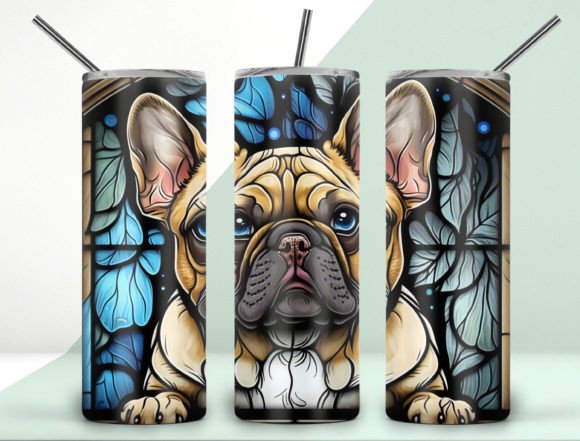 Download Bulldog Stained Glass Tumbler Design - Tumbler design Collection
