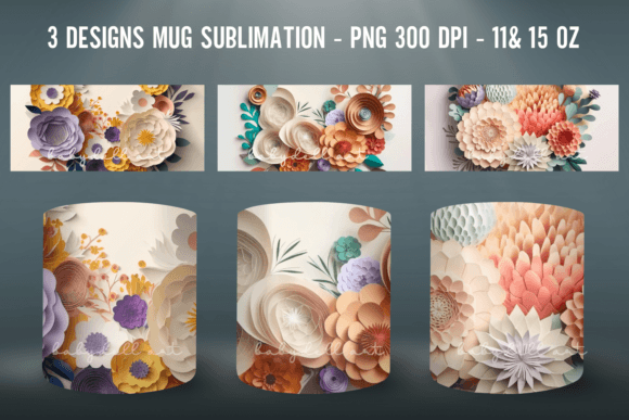 Download Flowers 3D Mug Sublimation PNG Mug Wrap - Premium Bundle