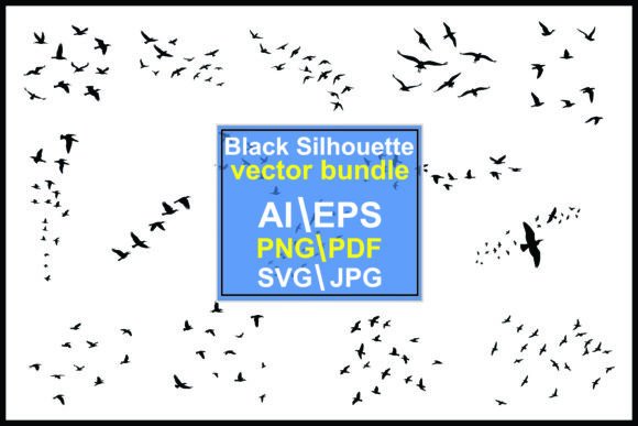 Download Flock Flying Birds Black Vector Bundle - Birds Collection