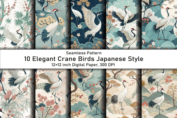 Download Elegant Crane Birds Japanese Style - Birds Collection