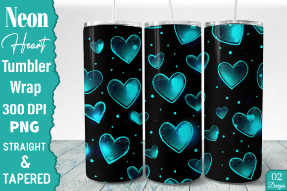 Download Neon Hearts 20 Oz Skinny Tumbler Design - Tumbler design Collection