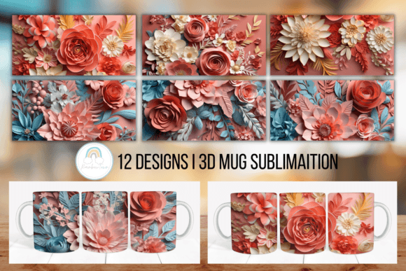 Download Flowers 3D Mug Sublimation Wrap - Premium Bundle