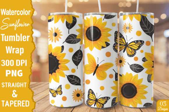 Download Sunflower Tumbler Design Watercolor - Tumbler design Collection