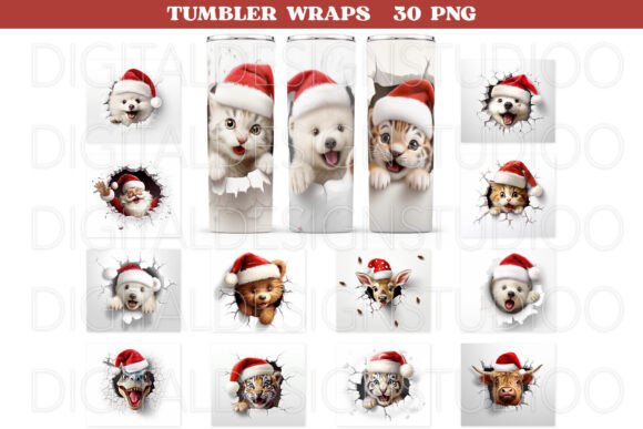Download 3D Christmas Bundle Skinny Tumbler Wraps - Christmas bundle Collection